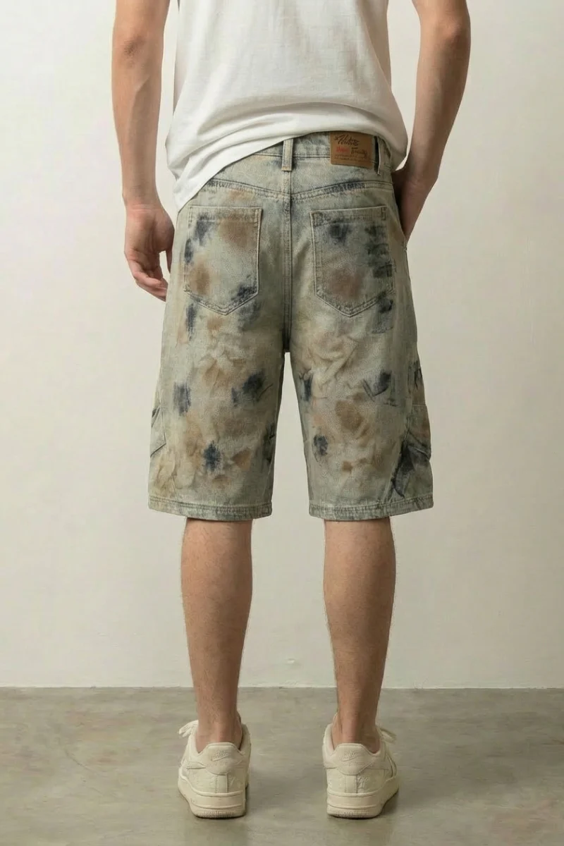 Acid Wash Denim Shorts - 色あせ - Image 2