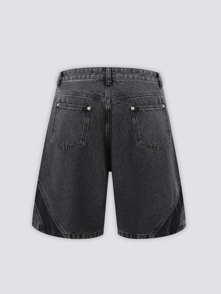 Two-Tone Denim Shorts - ツートン - Image 8